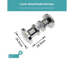 Glas Douchedeur Handgreep Kierr® Elegant -Ronde Douchedeurknop RVS RVS douche knop deur - Moderne Douchedeur Handvat - Glazen Schuifdeur Knop - Zilver