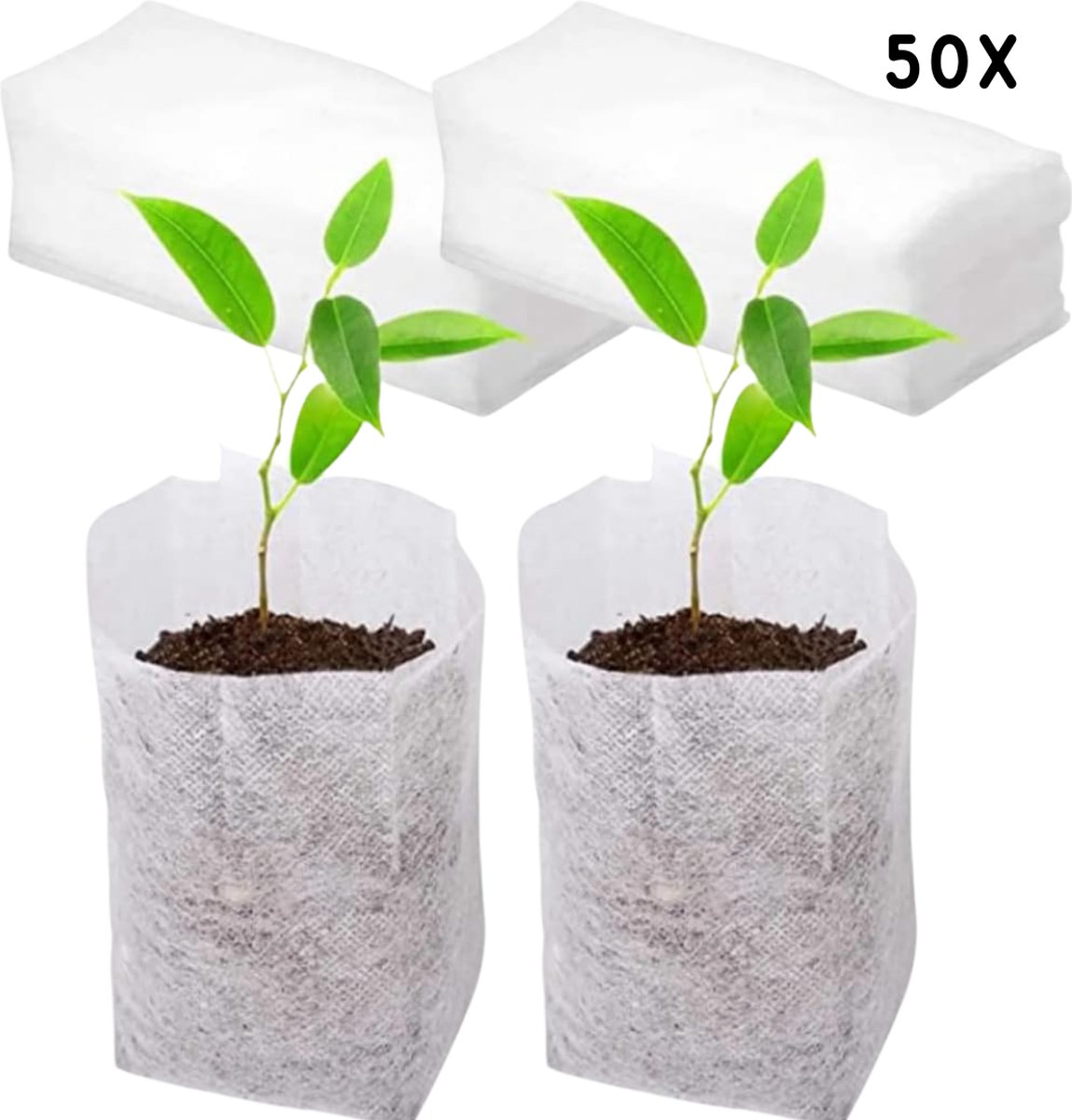 Stekzakjes - 50x Kweekzakjes - 5.5 x 5,5 x 17,5 cm - Biologisch afbreekbaar - Kweekbakjes voor zaadjes - Zaailing potjes