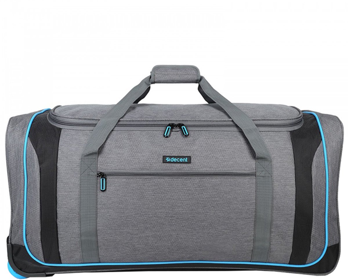 Decent FLEXPLUS Reistas met Wielen 75 cm - Handvat Uittrekbaar - Weekendtas / Sporttas - Ruime en lichte reistas 92 liter inhoud - Grijs/blauw