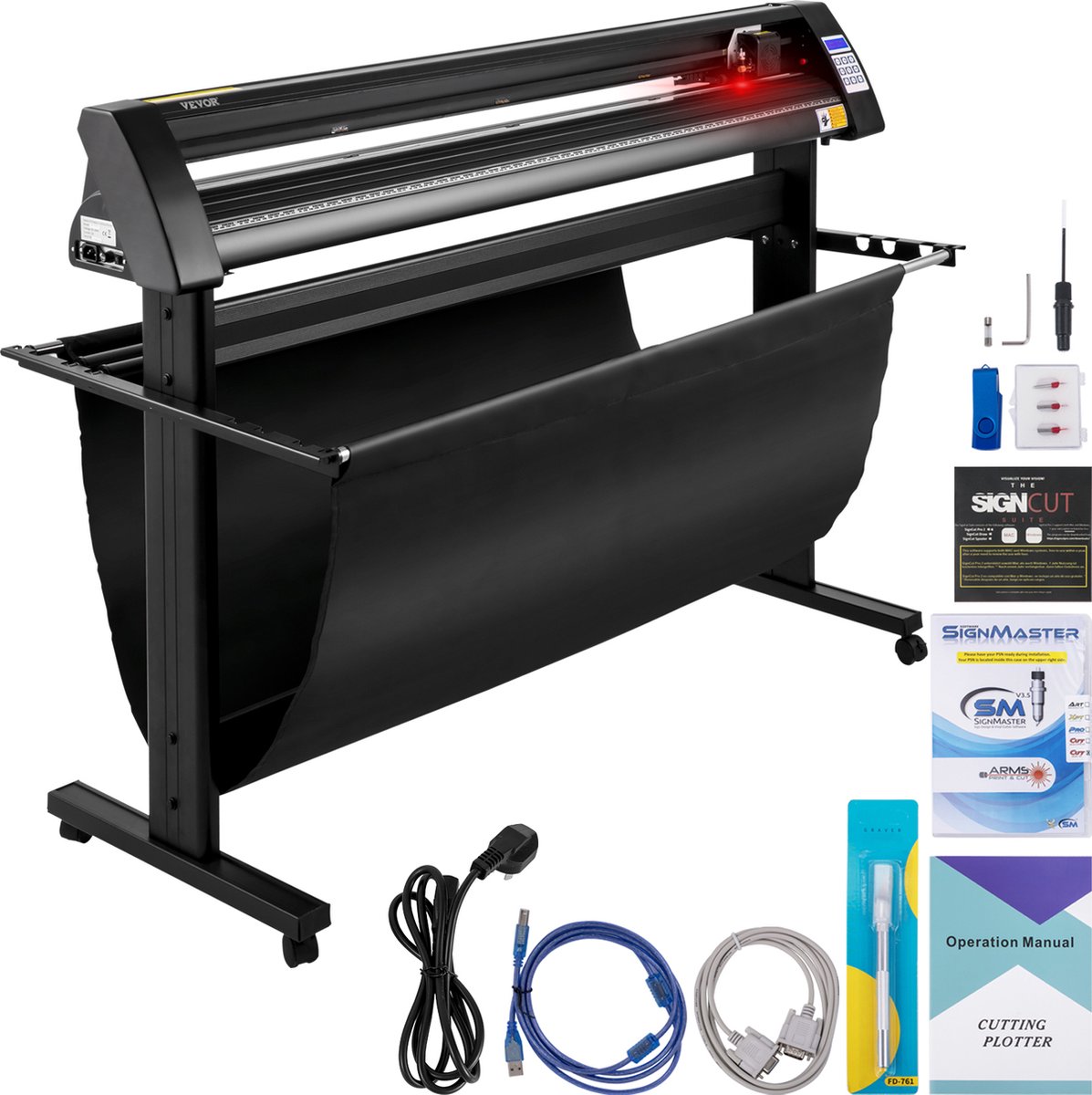 VEVOR Vinyl Snijplotter,1350mm Snijplotter Machine, Led Vinyl Cutter Plotter, Semi-Automatisch Ingebouwd Optisch Oog Lasergeleiding, Compatibel met Signcut-Software voor Mac & Windows met Standaard