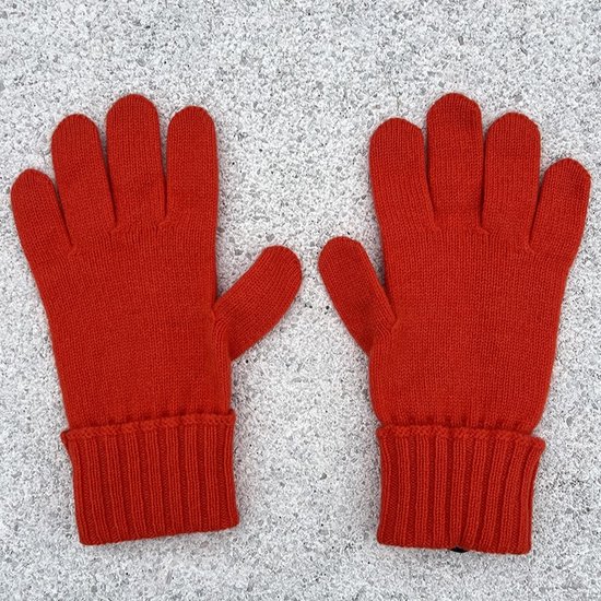 gants tricotés luxueux en mélange de cachemire mérinos en orange chaud