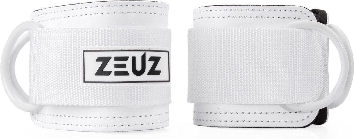 ZEUZ 2 Stuks Enkelband Fitness – Ankle Cuff Strap – Kabelmachine – Sport Beenband Straps voor Fitness – Wit & Zwart