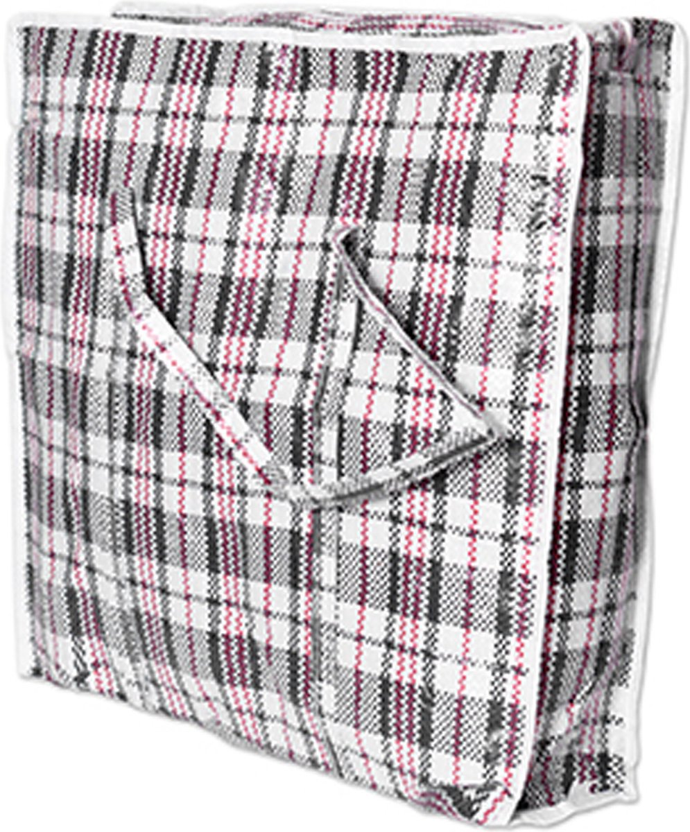 CM Grote opberg tas voor dekens/kussens/speelgoed - met rits - gestreept grijs - 50 x 50 x 18 cm - met hengsels - 95 liter