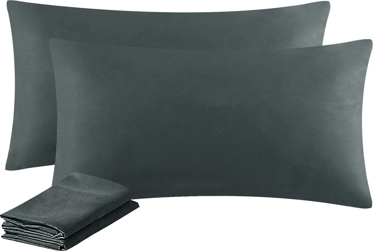 Goodivery ® Kussenslopen Set van 2 met Ritssluiting, Zachte Microvezel in Antraciet 40 x 80 cm