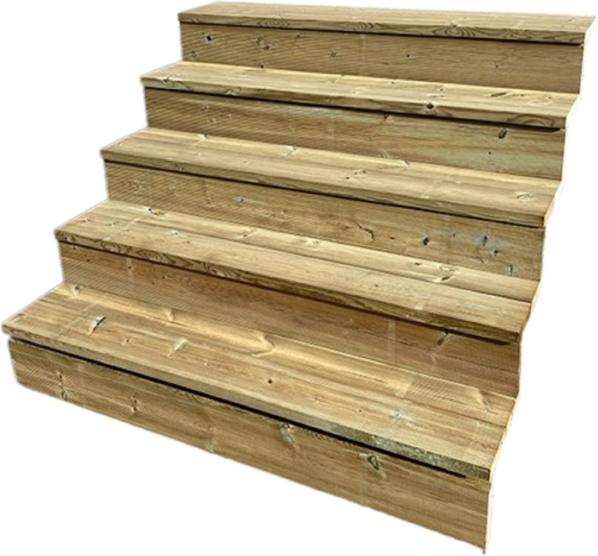 BERLIN Houten Buitentrap - 5 Gesloten Treden 88 cm Hoog - 140 cm Breed