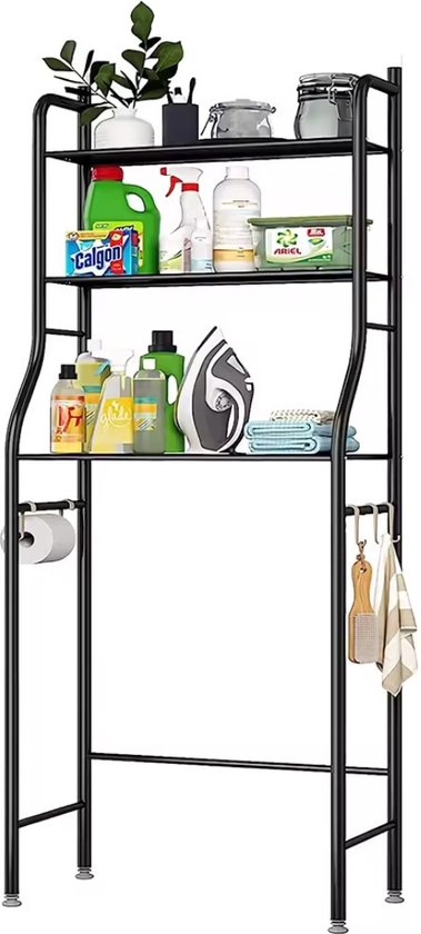 Badkamerrek - Doucherek - Wit - Wasmachine rek – Wasmachine ombouw - Opbergrek voor boven wasmachine - Wasmachine kast - Wasmachine meubel - Kast voor wasmachine - Opbergrek wasmachine