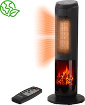 BREND BR-2222 Elektrische Kachel met Sfeerhaard en Thermostaat 18-45 °C – Keramische Ventilatorkachel – Verwarming met Swingfunctie – Timer – Zwart
