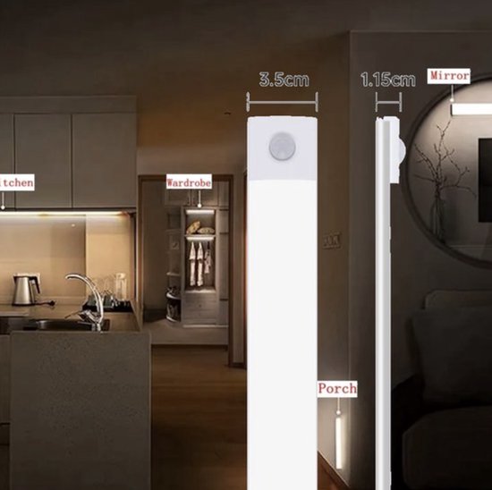 GOODEA Draadloze LED Kastverlichting 6-delig - 18 Cm, Bewegingssensor, Dimbaar, 8000K Koudwit, Met Laadstation