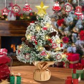 Bol.com Kleine kunstkerstboom - 50 cm - kerstversiering en lichtkettting - perfecte kerstdecoratie voor tafel en bureau aanbieding