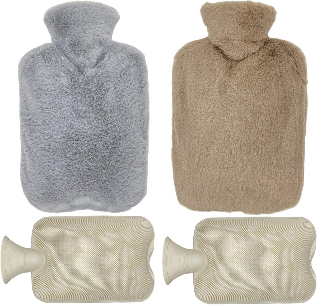 Goedkoopste Wollige warmwaterfles bedfles - 2 stuks met overtrek - zachte knuffelige warmzak met knuffelijke wasbare warmwatertas - groot, veilig en duurzaam voor gezin, kinderen en volwassenen