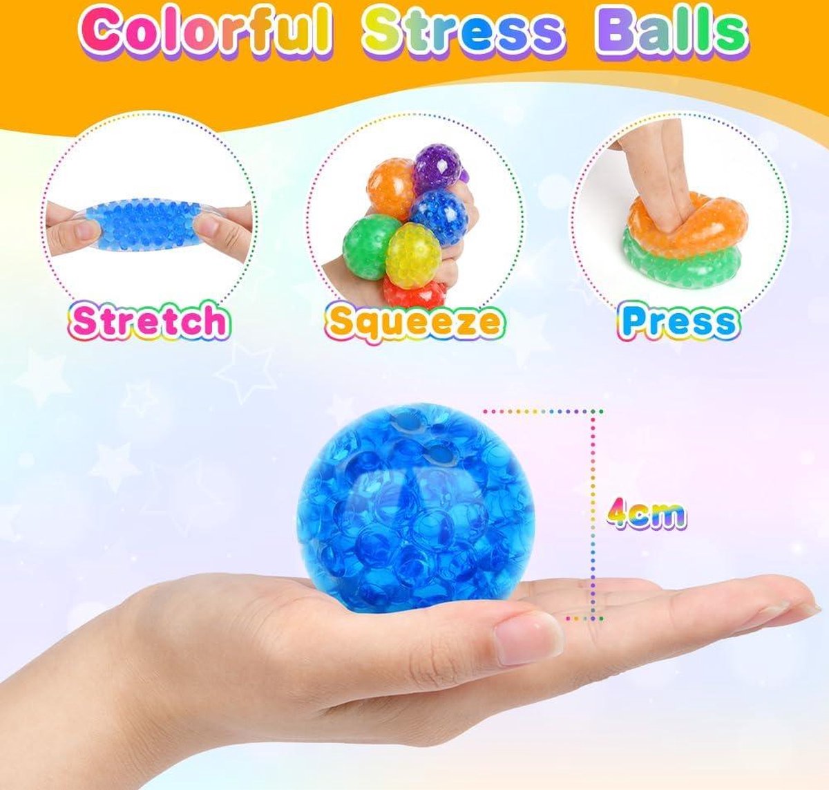 UsRHHA Grand Singe Ficelleux Rebondissant Jouet Anti-Stress, Balle de Soulagement du Stress en Silicone 6 Couleurs pour Enfantsadultes TDAH Anxiété, Jouets Sensoriels Anti-Stress pour Concentration Relaxation