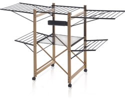 Meisterhome® Zwart - Groot Droogrek - Droogtoren - op wieltjes - inklapbaar – 30 meter droog lengte – Extra stevig en licht - Wasrek – Tot 25 kg wasgoed