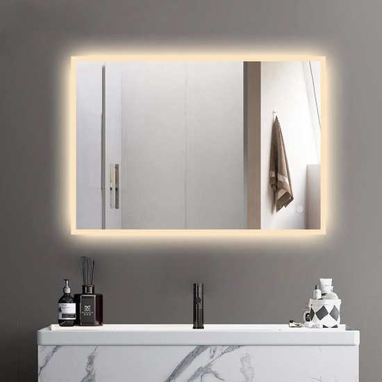 Spiegel Clou Look At Me Met LED Verlichting Ovaal 90x38 cm Met Satijnrand