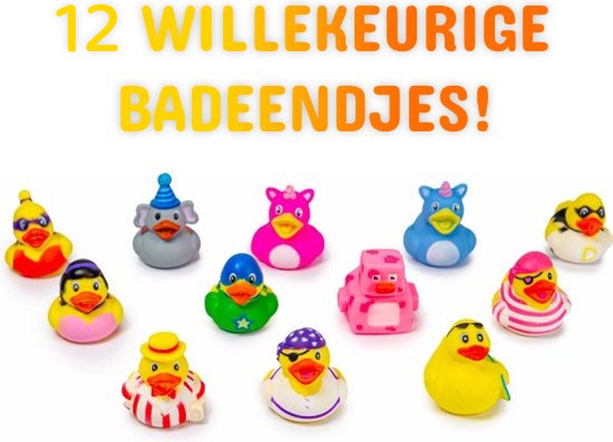 JMShops - 12x Badeendjes 6 cm - Badspeelgoed - Eend Duck Toy - Speelgoed voor kinderen jongens meisjes - Water Zwemmen Zwembad Pool - Badeenden Baby - Set van 12
