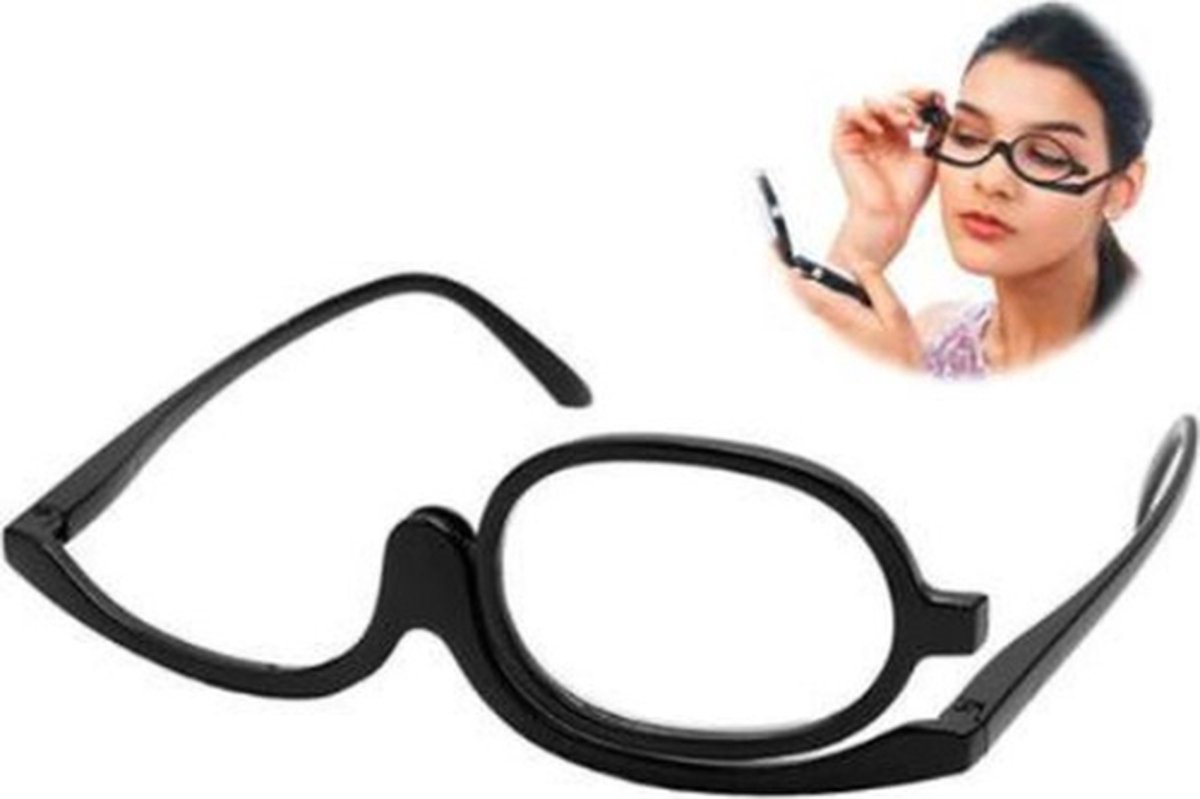 Make-up bril - opmaakbril - ideaal voor het opmaken - zwart - + 4.0