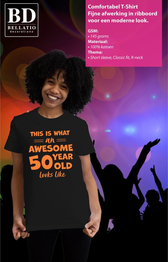 Bellatio Decorations T-shirt habillé dames - âge 50 ans - génial - noir - orange pailleté - Sarah S