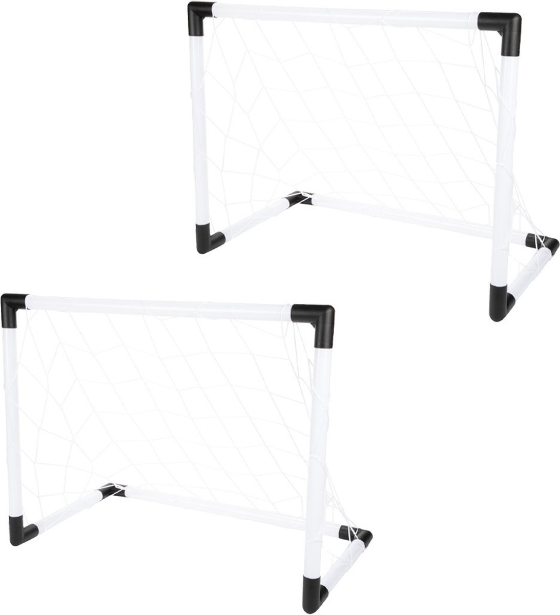 ADRENIX Voetbaldoel - 2x - wit/zwart - kunststof - 64 x 49 x 35 cm