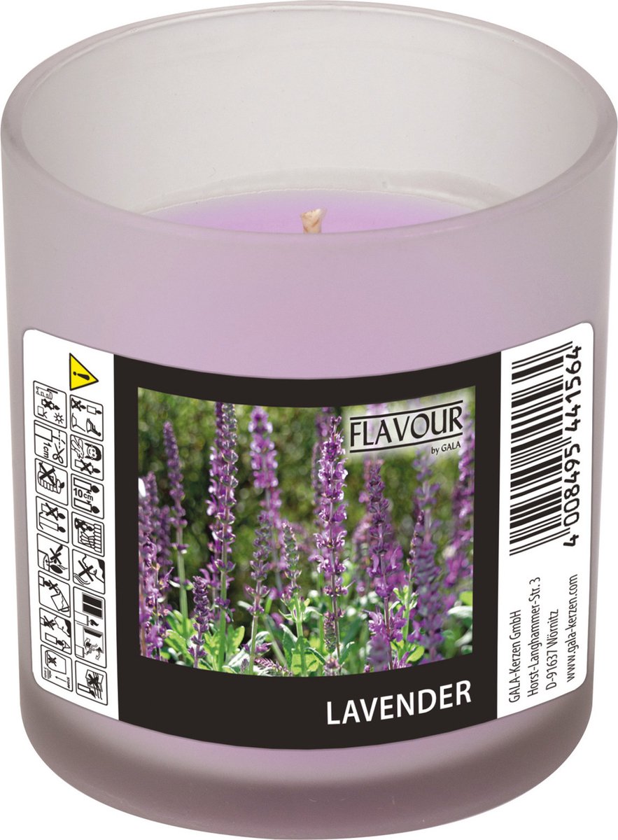 Conpax Candles geurkaars - lavendel geur - paars - 8 branduren - in glas - aroma kaars