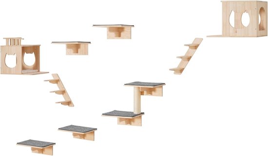 VEVOR Wandrek Voor Katten, Kattenwandplanken En Zitstokken Met Springplanken Kattenbedden Hangmatten Kattenboom Kattenmeubels Planken Tot 40 Pond Om Te Slapen Spelen Klimmen Set Van 7 953012709