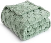 BOTC Luxe Fleece deken - Plaid - Super Zacht, Warm en Donzig - Cadeau - 150x200cm - Groen