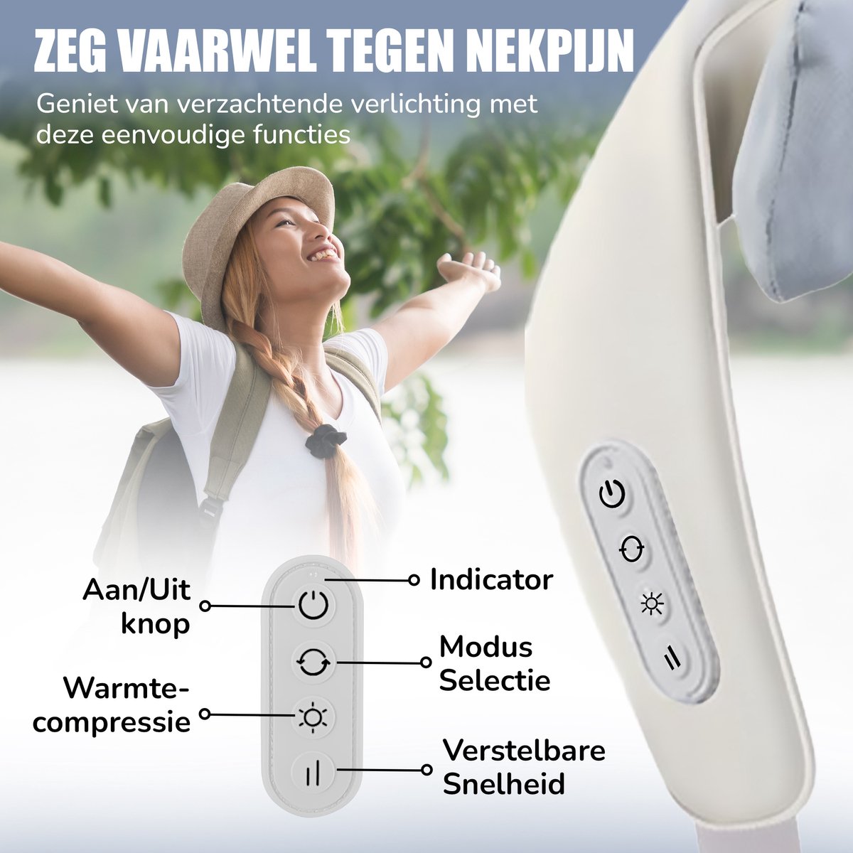 Novalance Shiatsu Nekmassagekussen met Infrarood en - afbeelding 3