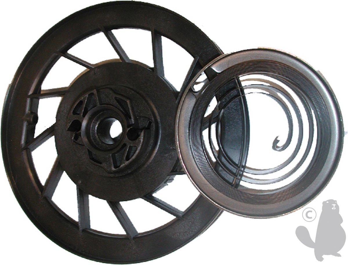 Starterpoelie met veer voor motors BRIGGS & STRATTON 5 ch. verticaal OHV Vanguard en Quantum modellen 9970, 121700,121800, 123800, 124800,126800, 122700, 124700.Vervangt origineel : 493824, 492832. Ø: 136mm
