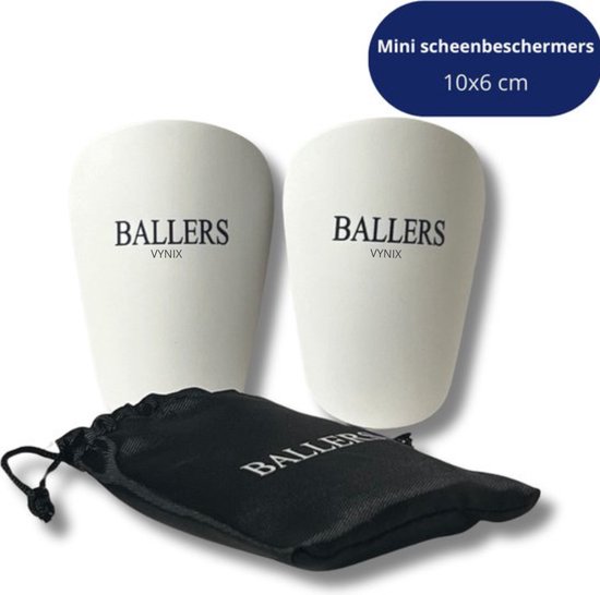 Vynix Ballers - Mini Scheenbeschermers - Mini Scheenbeschermers Voetbal - 10x6cm - Scheenbeschermers - Met opbergzakje - Mini Shinpads - Scheenbeschermers - Wit