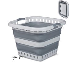 Mrs. Jones Opvouwbare Wasmand 40 Liter Grijs Wit Kunststof 35x48x48 cm Heupwasmand Takkenbos .