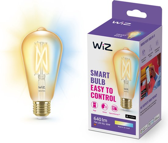 WiZ Connected WiZ Smart Filament lamp Edison - Warm tot Koelwit Licht - E27