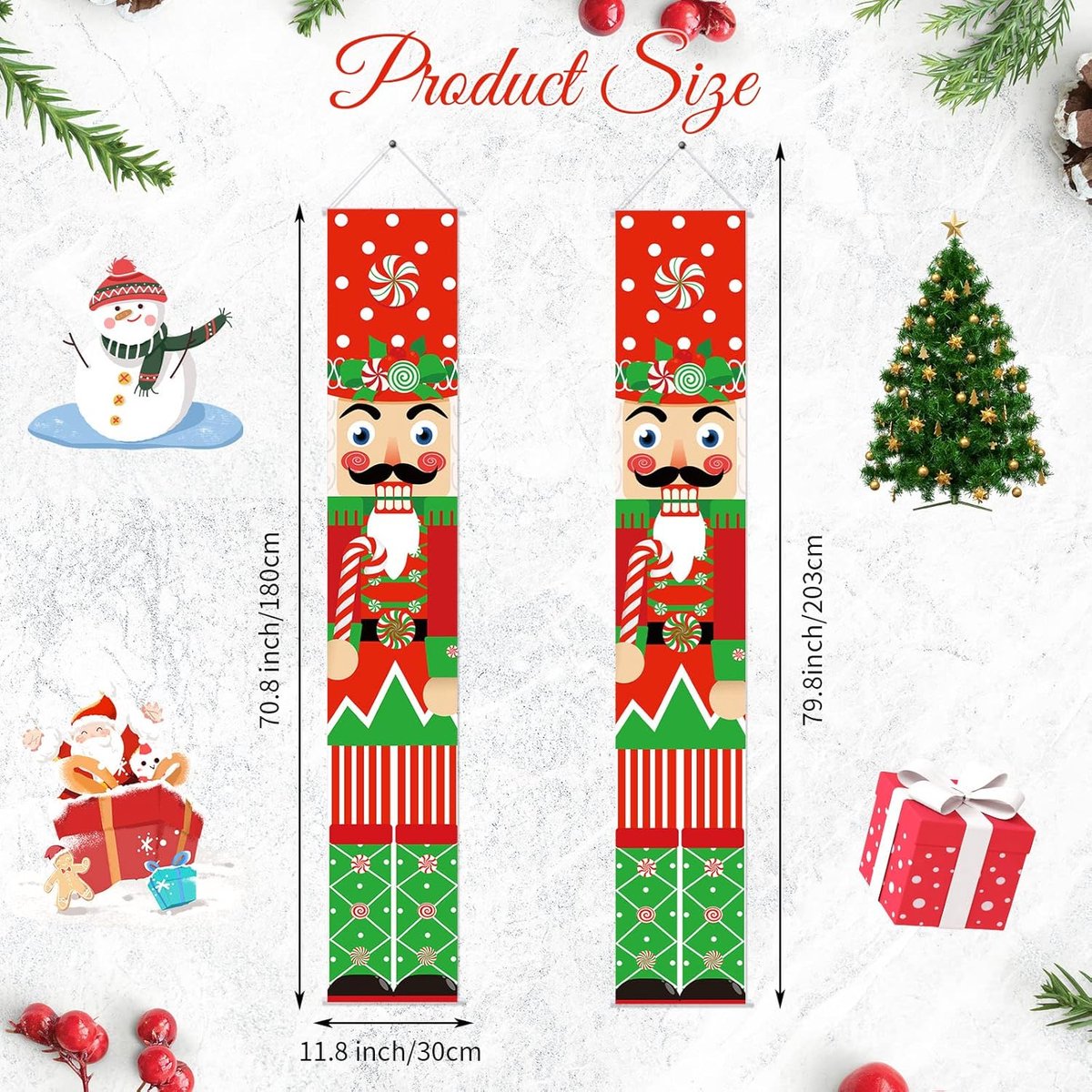 Bannière De Noël Casse-Noisette - Décoration Soldats De Noël Pour Porte D'Entrée, Jardin Et Intérieur