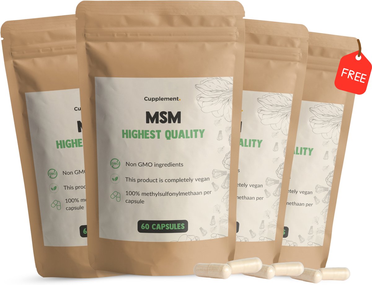 Goedkoopste Cupplement MSM 500MG 60 Vegan Capsules – Puur & Hoogwaardig – Anti-Aging, Gewrichten, Huid & Haar – Laboratoriumgetest – Past Door Brievenbus – Geen Poeder, Gel, Tabletten of 1000MG – Superfood Supplement – 30 Dagen Voorraad