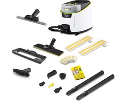 Kärcher stoomreiniger SC 5 Deluxe Window Set - Incl. extra raammondstuk - VapoHydro functie - Stoomdruk: 4 bar - Opwarmtijd: 3 min. - Oppervlakte: ca. 130 m² - Reservoir: 0,5 + 1,3 l - incl. vloerreinigingsset EasyFix, Carpet glider en sproeiers