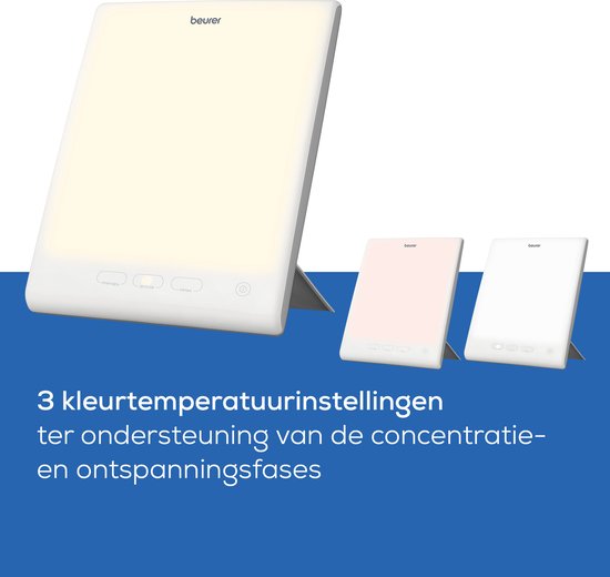 Beurer TL 45 Perfect Day Daglichtlamp – Lichttherapielamp 10.000 Lux – 3 Kleurtemperaturen (Therapie, Actief, Relax) – Natuurlijk Licht bij Winterdip – Compacte Daglichtlamp voor Thuis & Bureau – UV-vrij – Medisch Gecertificeerd – 3 Jaar Garantie