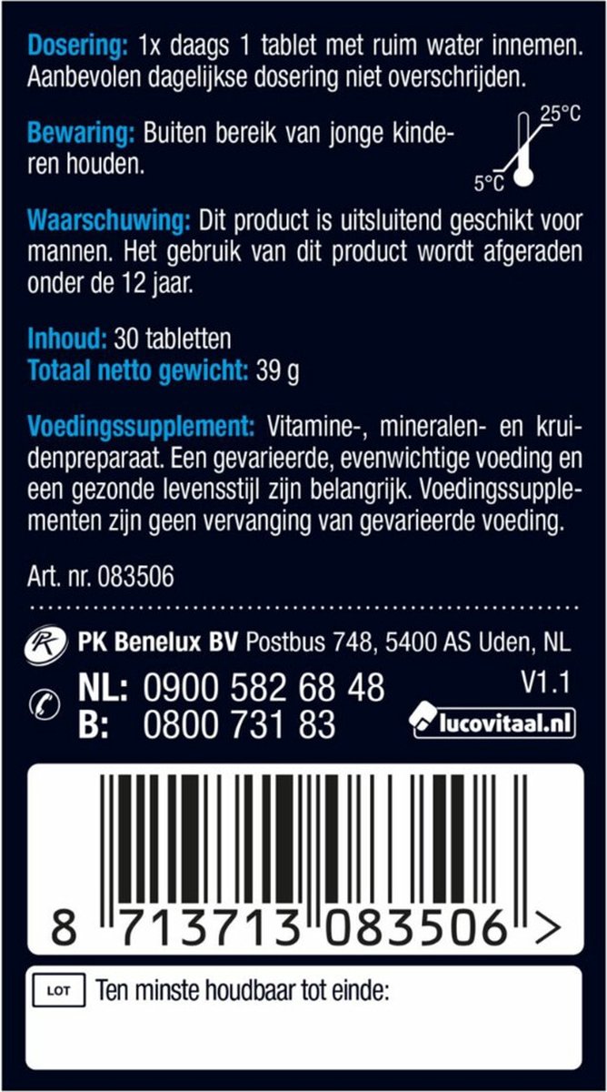 Lucovitaal Testosteron Mannen Support 30 tabletten — afbeelding 3