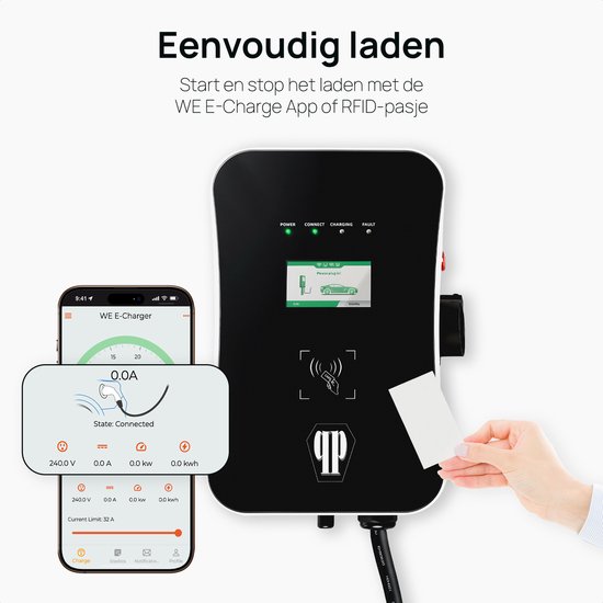 Laadpaal/ laadstation met lange laadkabel