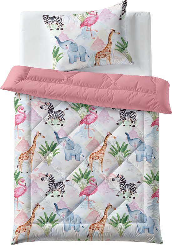 Zelesta® Kiddybed Colorful Animals 140x200 - Housse de couette enfant - Couchage d'essai 30 jours - Couette enfant sans housse lavable - Couette enfant imprimée - Couette hiver toute l'année & Couette été