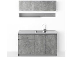 Keukenblok - Brina Kleine Keuken 140cm zonder apparatuur Betonlook ZA140BL - Gratis spoelbak & sifon - Mini keuken 140 cm - Kleine industriële keuken - Klein keukenblok Keukenblok - Brina Kleine Keuken 140cm zonder apparatuur Betonlook ZA140BL - Gratis spoelbak & sifon - Mini keuken 140 cm - Kleine industriële keuken - Klein keukenblok