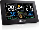 Qumax Weerstation binnen en buiten - Draadloos weerstation met Buitensensor tot 60 meter bereik - Hygrometer & Thermometer - Luchtvochtigheidsmeter - Waterdichte Temperatuurmeter Zwart