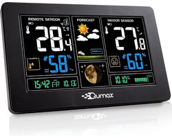 Qumax Weerstation binnen en buiten - Draadloos weerstation met Buitensensor tot 60 meter bereik - Hygrometer & Thermometer - Luchtvochtigheidsmeter - Waterdichte Temperatuurmeter Zwart Qumax Weerstation binnen en buiten - Draadloos weerstation met Buitensensor tot 60 meter bereik - Hygrometer & Thermometer - Luchtvochtigheidsmeter - Waterdichte Temperatuurmeter Zwart