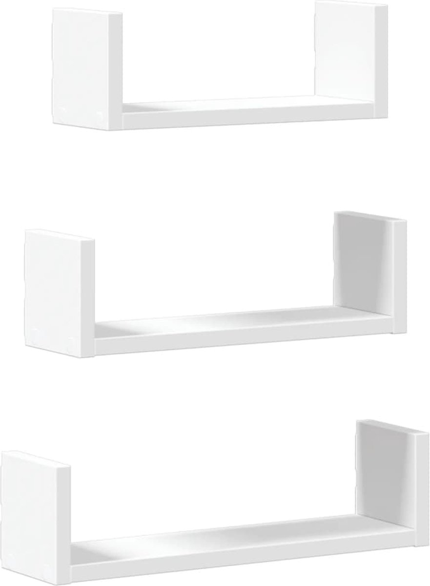 vidaXL - Wandschappen - 3 - st - bewerkt - hout - wit