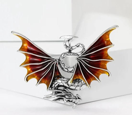Draak Zwaard Broche Kristal Dubbele Draak Revers Pin Mode Kraag Borstpin Vintage Badge Jas Pak Rok Studs Accessoires Voor Mannen Tieners Vrouwen, Stras