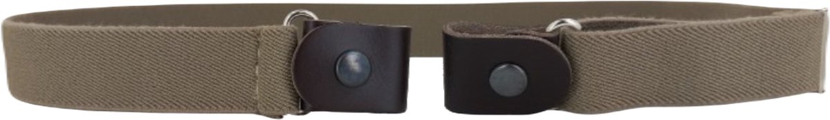 Gesploze Riem | Elastische Riem zonder gesp | Gespvrije Riem | 3cm breed | Riemmaat: one size fits all | 100% echt leer | Kleur: taupe