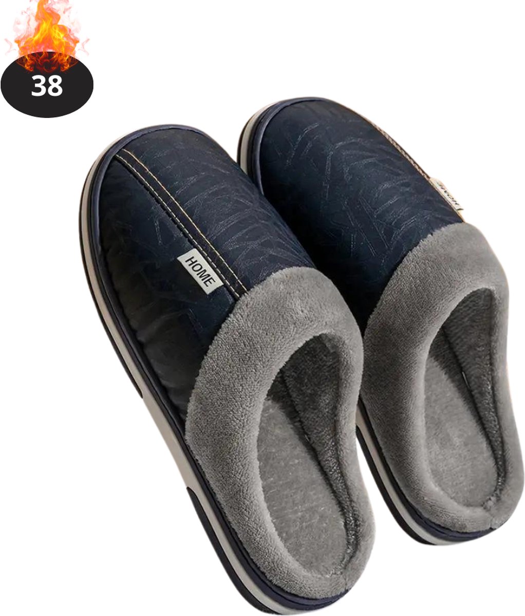 Bovista Warme Pantoffels - Sloffen - Slippers - Dames - Heren - Pluche - Maat 38 - Marineblauw