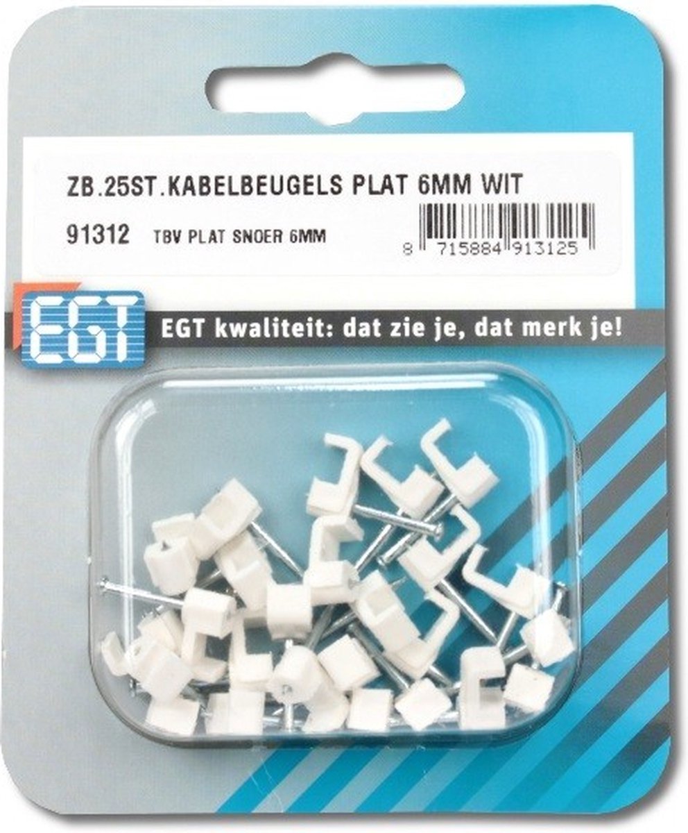 25 STUKS KABELBEUGEL PLAT 6MM WIT