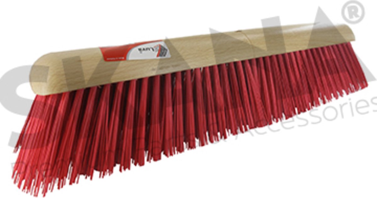 Goedkoopste LUVA Stadsbezem met kunstvezel haren rood en groen. Breedte 50 cm. Ø 23 mm.