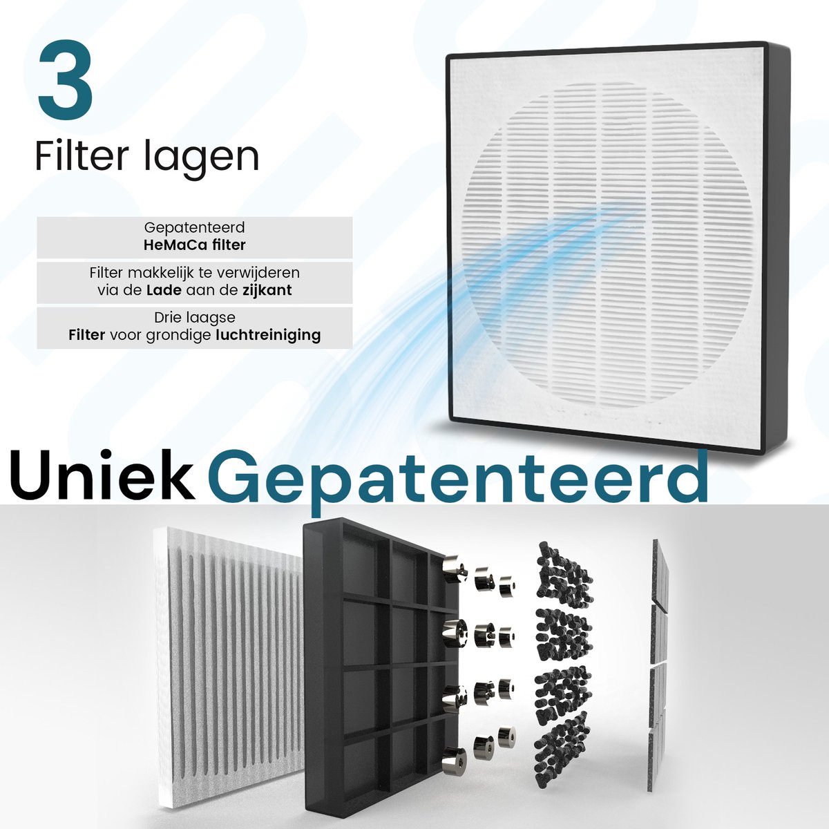 Filair® Luchtreiniger met HEPA H13 Luchtfilter - Air Purifier tegen Allergie, Hooikoorts, Stof, Rook & Huisstofmijt - Stil <30dB met Timer - Luchtzuiveraar Slaapkamer & Woonkamer - Lucht Reiniger + Clean Filter voor Luchtkwaliteit - Wit — afbeelding 2