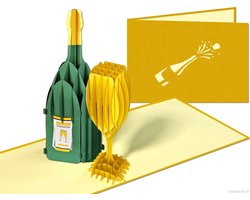 Popcards.nl pop-up kaart – Champagne Jubileum Uitnodiging Feest Verjaardag Jarig Verjaardagskaart Felicitatie Valentijn Valentijnskaart Valentijnscadeau Moederdag Vaderdag Happy New Year Gelukkig Nieuwjaar Kerst Kerstkaart pop-up kaart 3D wenskaart