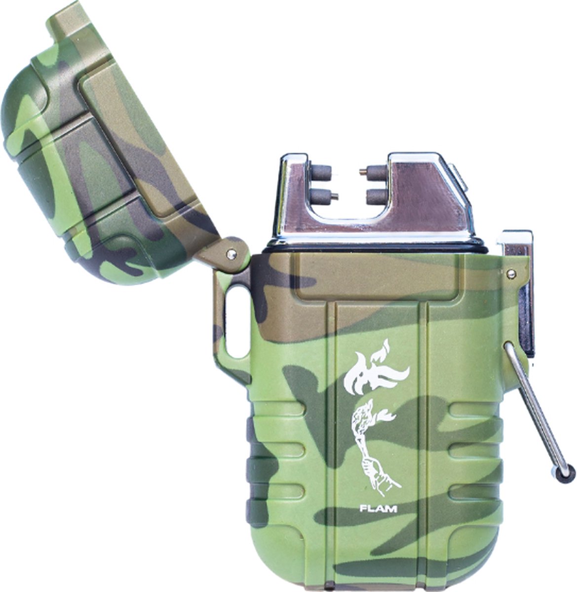 Goedkoopste Flam Elektrische Explorer Plasma Aansteker - Oplaadbaar - Micro USB - Sigaretten en Vuurwerk aansteker - Storm, Regen, Sneeuw en Wind Proof - Waterdicht - Camouflage - Groen