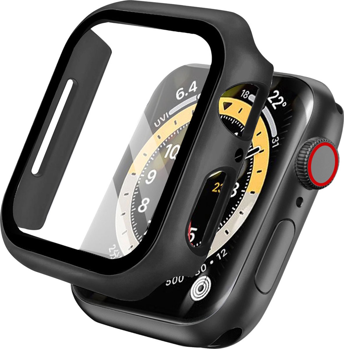 iMoshion Screen Protector Geschikt voor Apple Watch Series 7 / 8 / 9 - 45 mm - iMoshion Full Cover Hard Case / Hoesje - Zwart