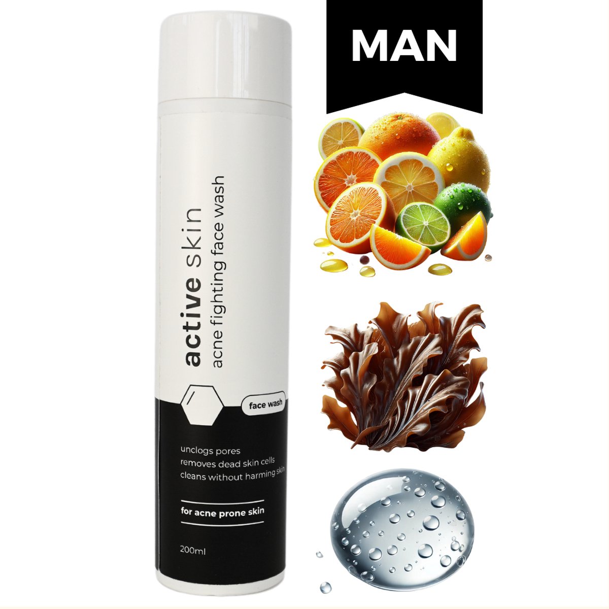 Goedkoopste Activeskin Face Wash - Gezichtsreiniger - Acne - Face Scrub - face wash mannen - glycerine - exfoliant - 200ml1